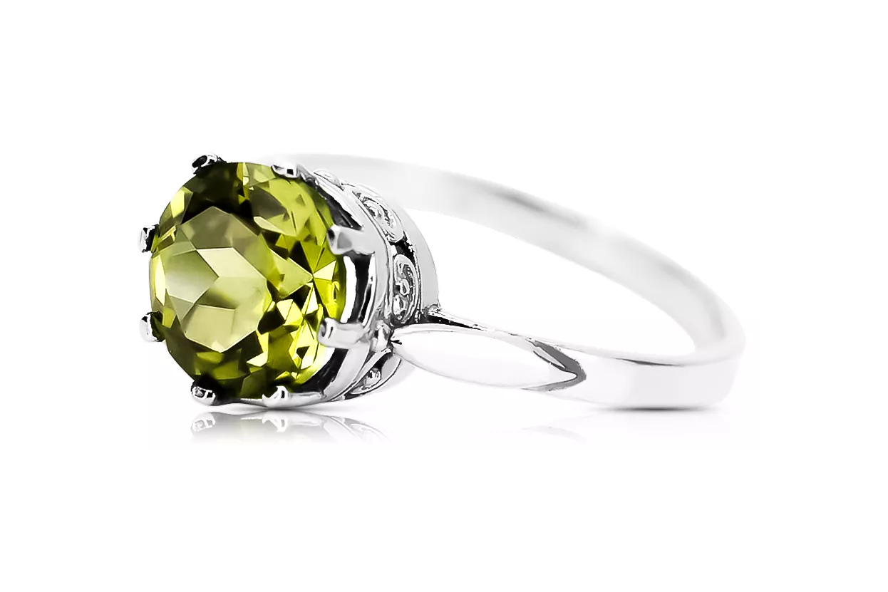 Ring Yellow Peridot Sterling silver 925 Vintage style vrc366s